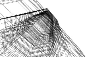 Arkaplanda mimari bina 3d illüstrasyon