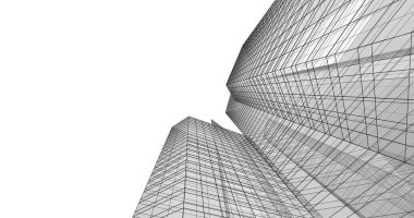 Arkaplanda mimari bina 3d illüstrasyon