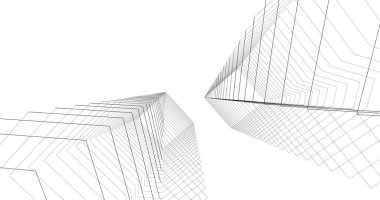 Mimari sanat konseptinde soyut çizgiler, minimum geometrik şekiller. 