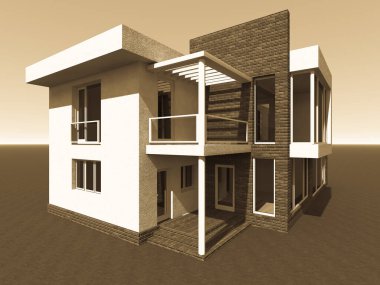 Arkaplanda mimari bina 3d illüstrasyon