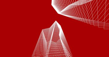 Mimari sanat konseptinde soyut çizgiler, minimum geometrik şekiller. 