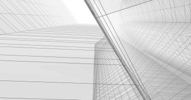 Arkaplanda mimari bina 3d illüstrasyon