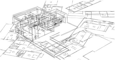 Mimari sanat konseptinde soyut çizgiler, minimum geometrik şekiller. 