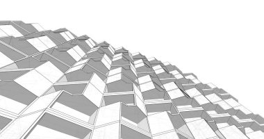 Mimari sanat konseptinde soyut çizgiler, minimum geometrik şekiller. 