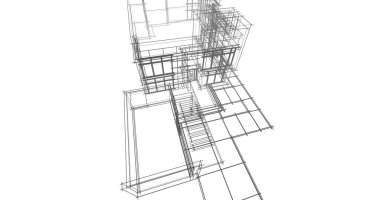 Mimari sanat konseptinde soyut çizgiler, minimum geometrik şekiller. 
