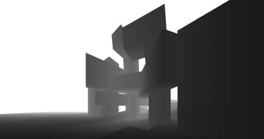 Arkaplanda mimari bina 3d illüstrasyon