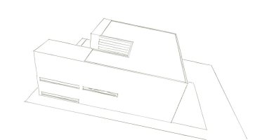 Arkaplanda mimari bina 3d illüstrasyon