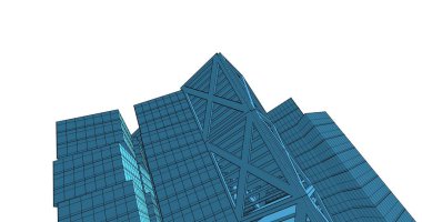 Arkaplanda mimari bina 3d illüstrasyon