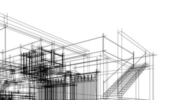 Mimari sanat konseptinde soyut çizgiler, minimum geometrik şekiller. 