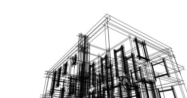 Mimari sanat konseptinde soyut çizgiler, minimum geometrik şekiller. 