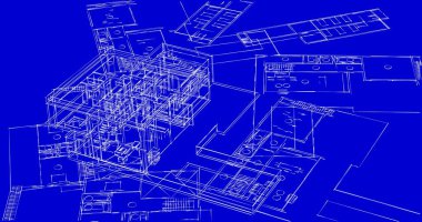 Mimari sanat konseptinde soyut çizgiler, minimum geometrik şekiller. 