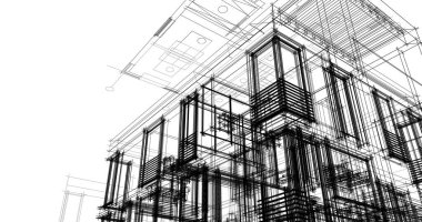 Mimari sanat konseptinde soyut çizgiler, minimum geometrik şekiller. 