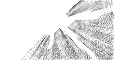 Arkaplanda mimari bina 3d illüstrasyon