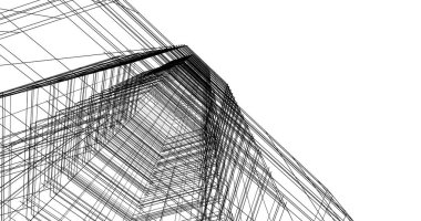 Arkaplanda mimari bina 3d illüstrasyon