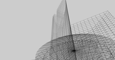 Mimari sanat konseptinde soyut çizgiler, minimum geometrik şekiller. 