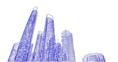 Arkaplanda mimari bina 3d illüstrasyon