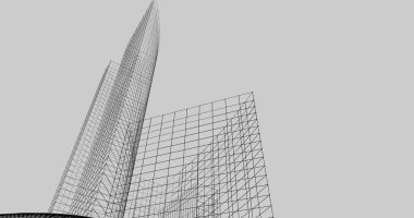 Mimari sanat konseptinde soyut çizgiler, minimum geometrik şekiller. 