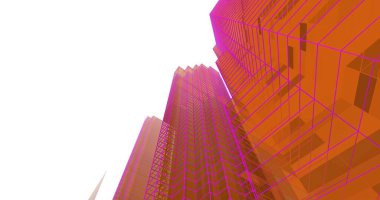 Arkaplanda mimari bina 3d illüstrasyon