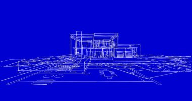 Mimari sanat konseptinde soyut çizgiler, minimum geometrik şekiller. 