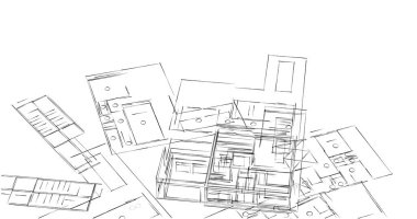 Mimari sanat konseptinde soyut çizgiler, minimum geometrik şekiller. 