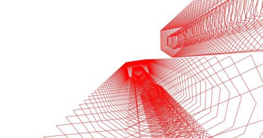 3d mimari duvar kağıdı tasarımı, dijital bina çizimi 