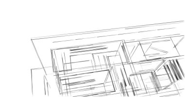 Mimari sanat konseptinde soyut çizgiler, minimum geometrik şekiller. 