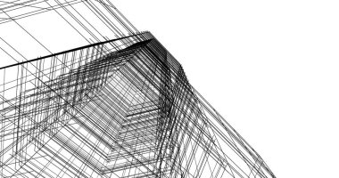 Arkaplanda mimari bina 3d illüstrasyon