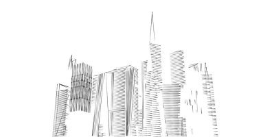 Arkaplanda mimari bina 3d illüstrasyon