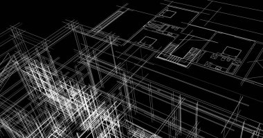 Mimari sanat konseptinde soyut çizgiler, minimum geometrik şekiller. 