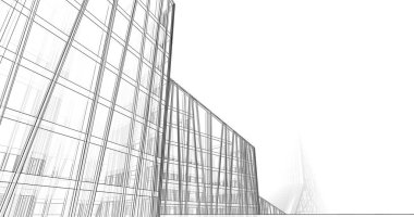 Arkaplanda mimari bina 3d illüstrasyon