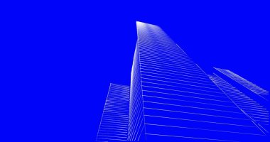 Arkaplanda mimari bina 3d illüstrasyon