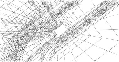 Mimari sanat konseptinde soyut çizgiler, minimum geometrik şekiller. 
