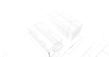 Mimari sanat konseptinde soyut çizgiler, minimum geometrik şekiller. 