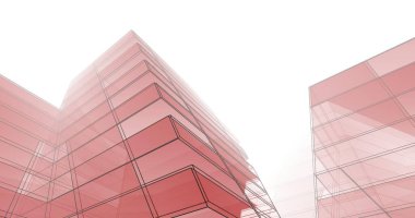 Mimari sanat konseptinde soyut çizgiler, minimum geometrik şekiller. 