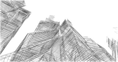 Mimari sanat konseptinde soyut çizgiler, minimum geometrik şekiller. 