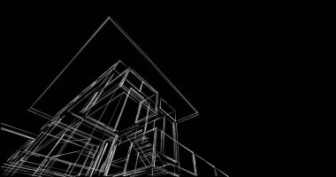 Arkaplanda mimari bina 3d illüstrasyon