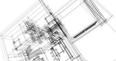 Mimari sanat konseptinde soyut çizgiler, minimum geometrik şekiller. 