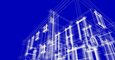 Mimari sanat konseptinde soyut çizgiler, minimum geometrik şekiller. 