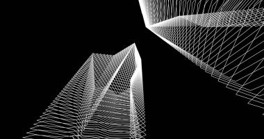 Mimari sanat konseptinde soyut çizgiler, minimum geometrik şekiller. 