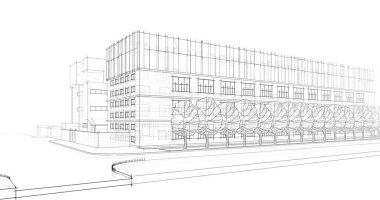 Mimari sanat konseptinde soyut çizgiler, minimum geometrik şekiller. 