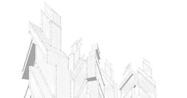 Mimari sanat konseptinde soyut çizgiler, minimum geometrik şekiller. 