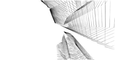 Mimari sanat konseptinde soyut çizgiler, minimum geometrik şekiller. 