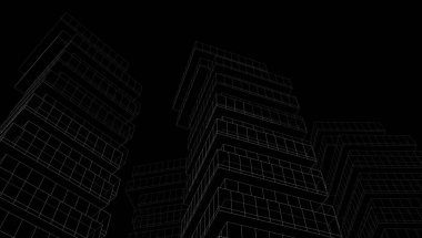 Arkaplanda mimari bina 3d illüstrasyon