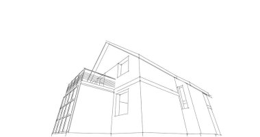 Mimari sanat konseptinde soyut çizgiler, minimum geometrik şekiller. 