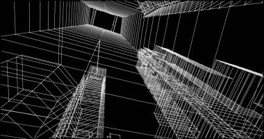 Mimari sanat konseptinde soyut çizgiler, minimum geometrik şekiller. 