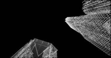 Mimari sanat konseptinde soyut çizgiler, minimum geometrik şekiller. 