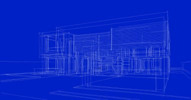 Arkaplanda mimari bina 3d illüstrasyon