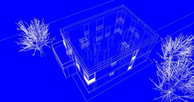 Mimari sanat konseptinde soyut çizgiler, minimum geometrik şekiller. 