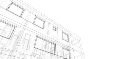 Mimari sanat konseptinde soyut çizgiler, minimum geometrik şekiller. 