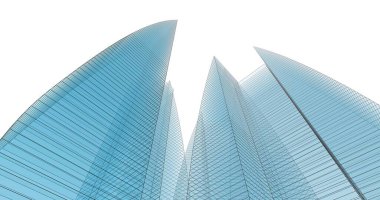 Arkaplanda mimari bina 3d illüstrasyon